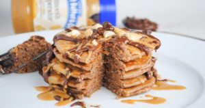 Chocolate Pancake with Peanut Butter Sauce