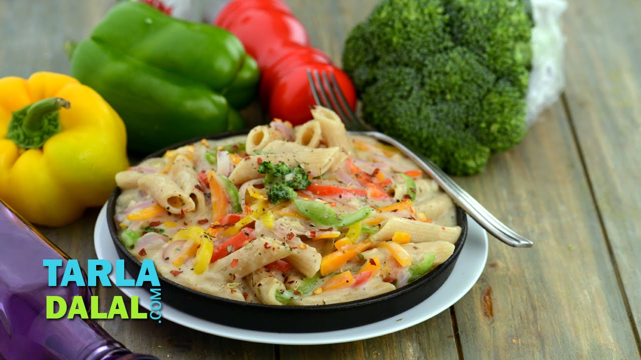 Whole Wheat Pasta in Low Calorie White Sauce (Healthy Heart Recipe) by
