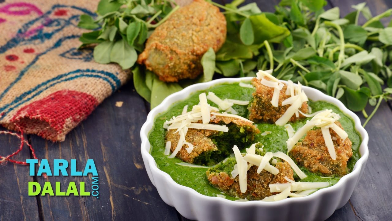 Hara Bhara Kebab in Green Gravy, North Indian Subzi by Tarla Dalal