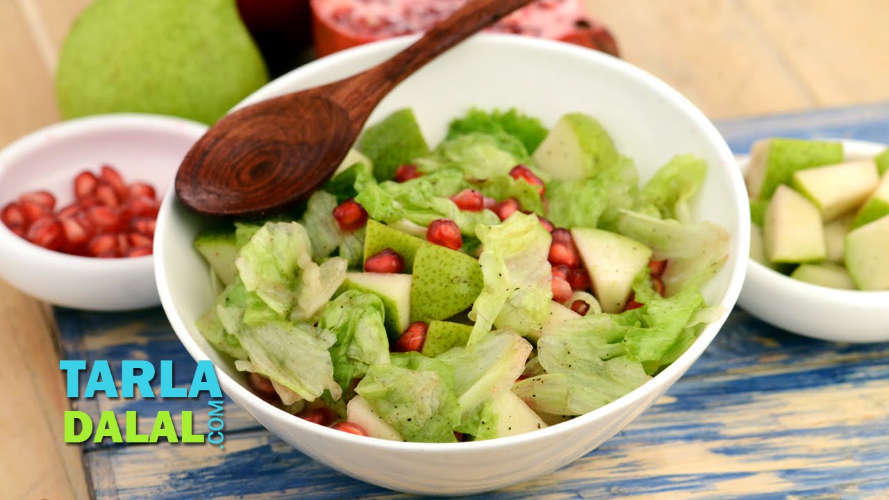 નાસપતી અને દાડમનું સલાડ Pear and Pomegranate Salad (In Gujarati) by