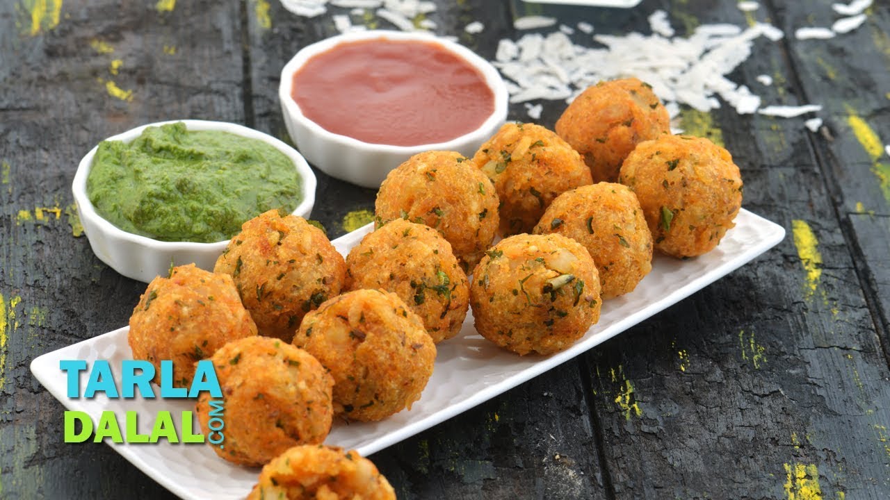 Poha Aloo Pakoda, Quick Evening Snack by Tarla Dalal - The Cook Book