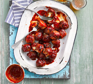 bacon wrapped cheese stuffed smoky bbq meatballs