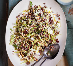 cabbage red rice salad with tahini dressing
