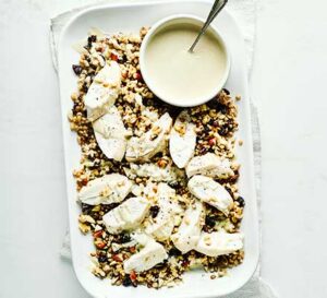 nutty chicken grain salad