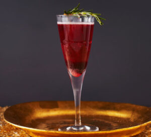 pomegranate rosemary spritzer cocktail