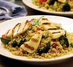 Grilled halloumi with spiced couscous